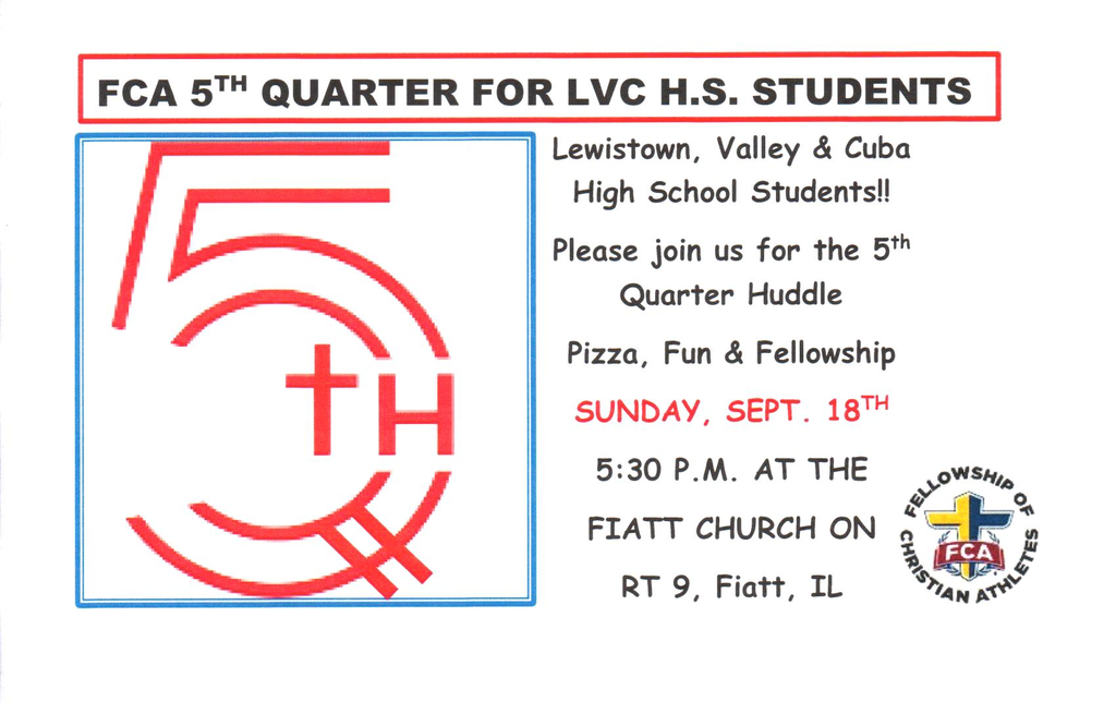 FCA 5th Quarter for LVC HS Students